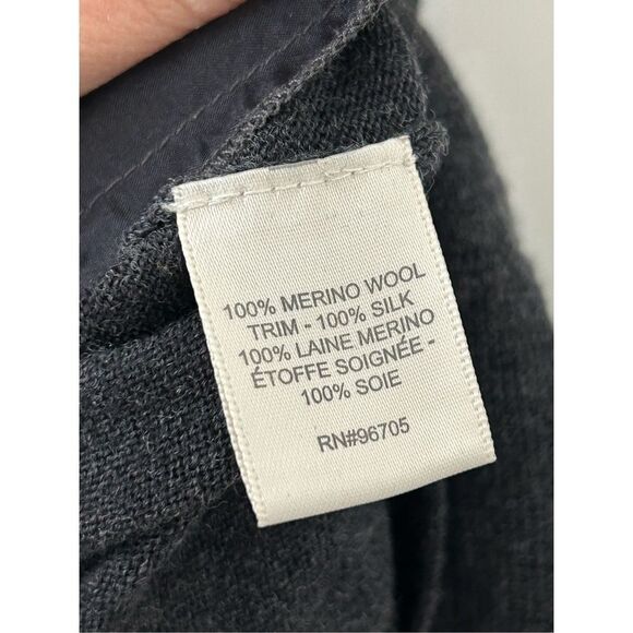 Rebecca Taylor Ruffle V-Neck Merino Wool Cardigan Gray Women’s Size Large - Picture 5 of 5